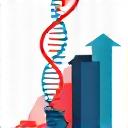 Icônes de graphiques et d'un caducée, symbolisant la recherche scientifique en santé.